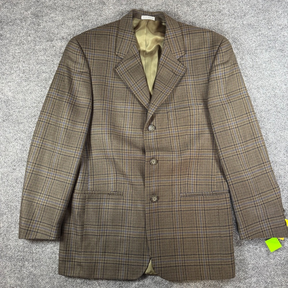 Vintage Club International Tip Top Tailors Wool Blazer 40 Brown Plaid Sport Coat